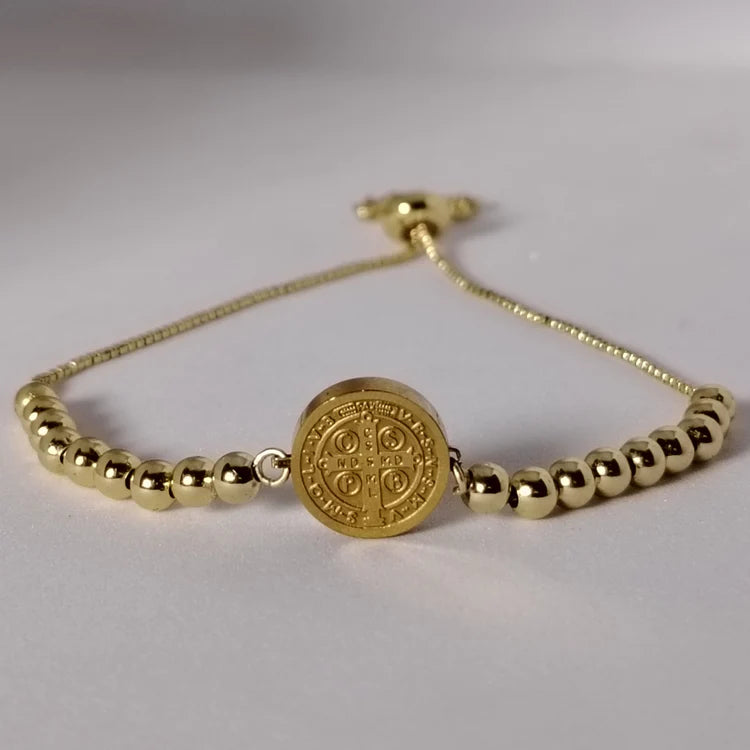Pulsera san benito Baño de oro 18k Exito Ventas!