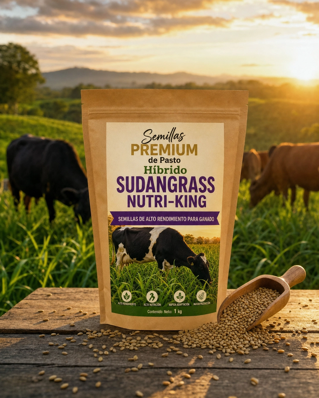 Semillas PREMIUM de Pasto Hibrido Sudangrass Nutri-King