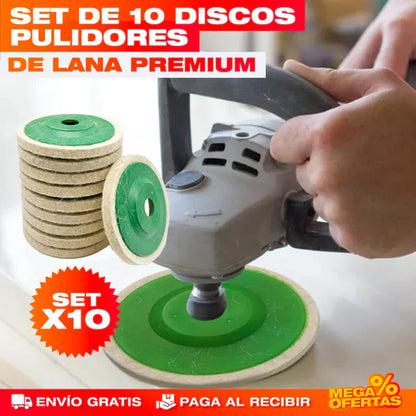 Set de 10 Discos Pulidores de Lana — Acabado Profesional y Máxima Durabilidad 🔧✨
