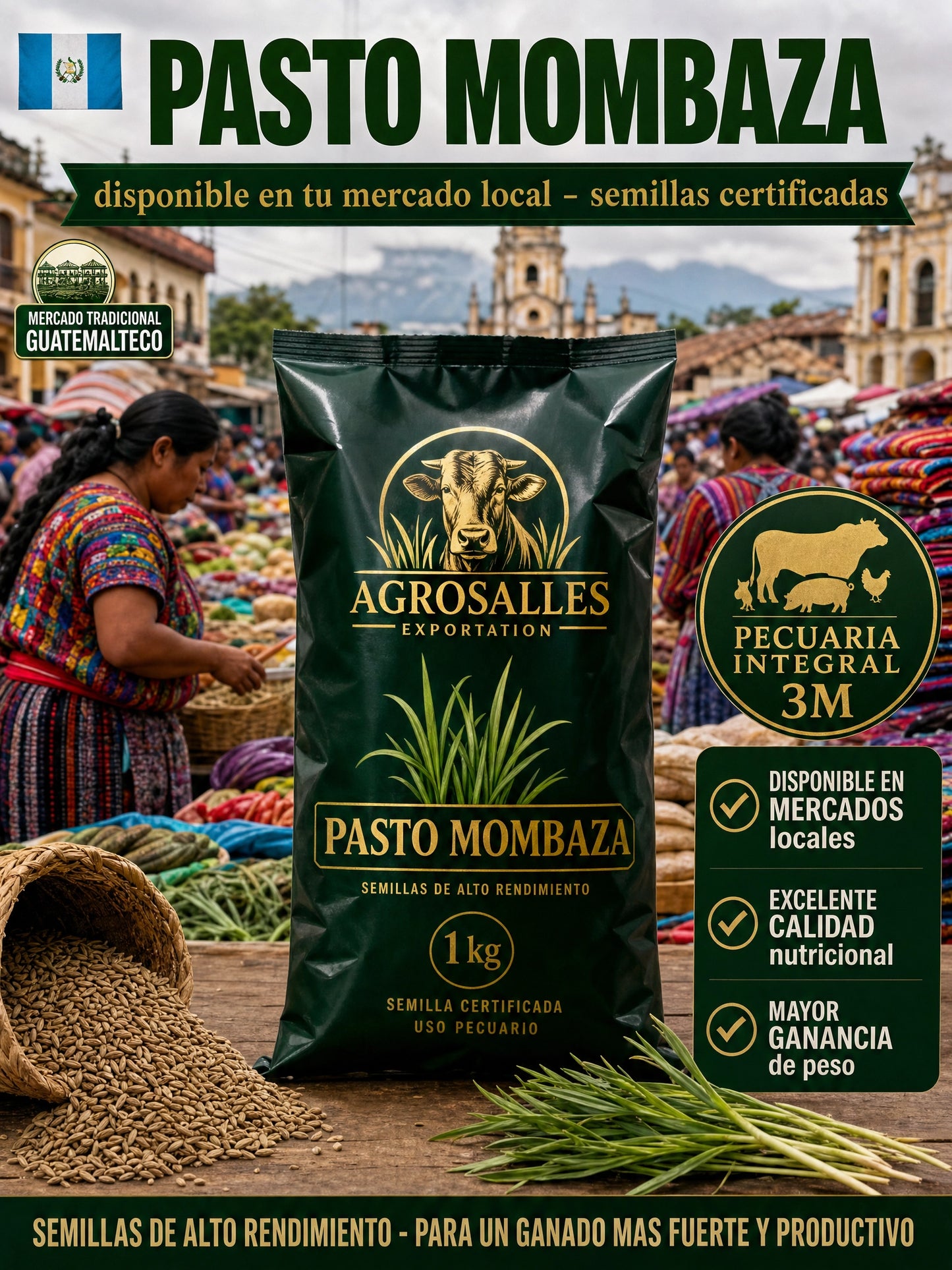 Semillas Premium de Pasto Mombaza para Forraje | Alto Rendimiento en Todo Clima de Guatemala