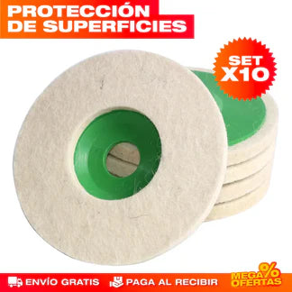 Set de 10 Discos Pulidores de Lana — Acabado Profesional y Máxima Durabilidad 🔧✨